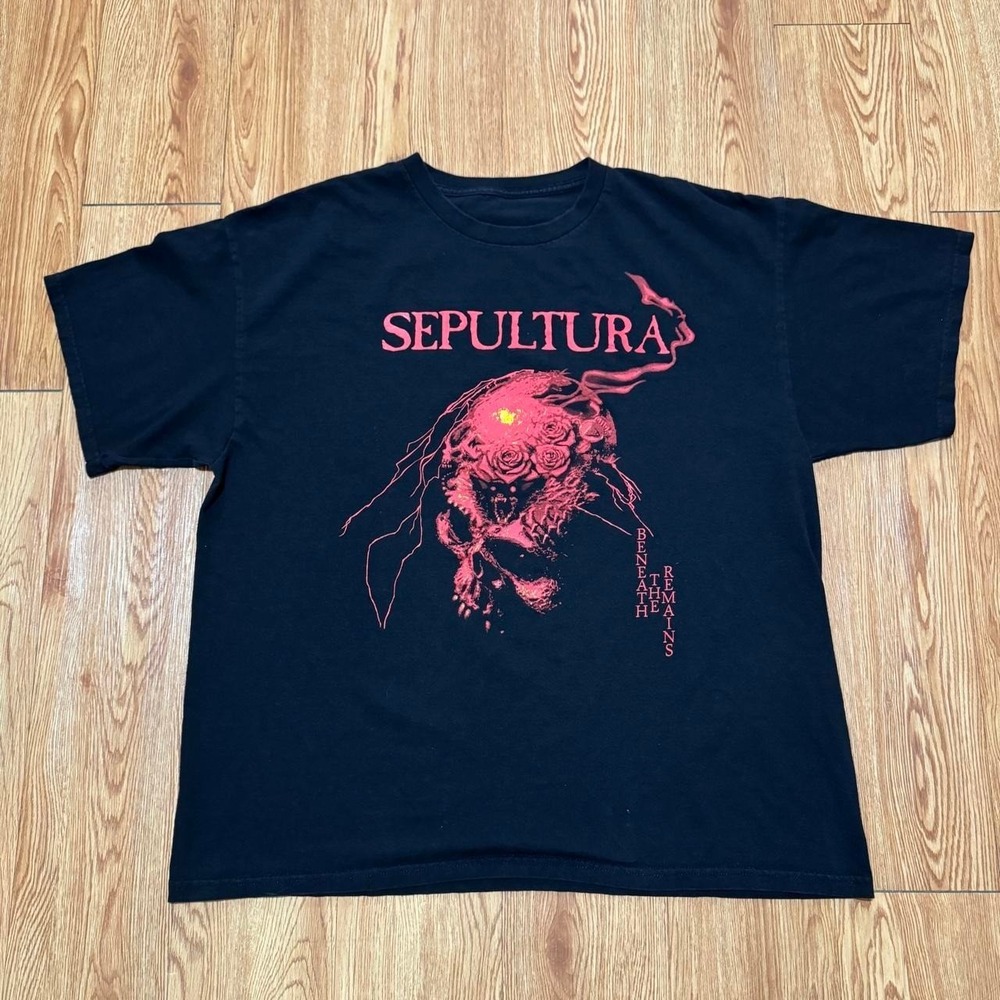 Sepultura Men's Shirt XL Beneath The Remains Band Metal Skull Concert Tour Black